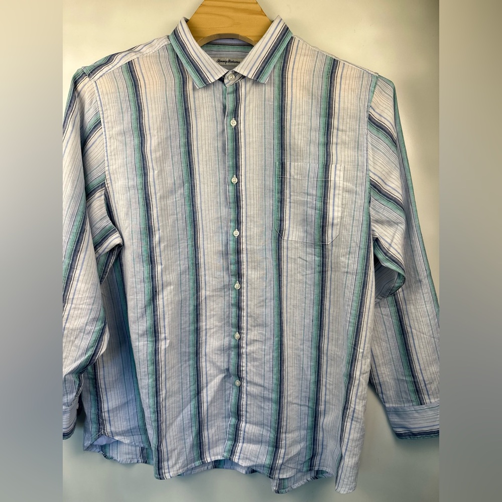 Tommy Bahama Men’s‎ Shirt Linen Blend Striped Button Down